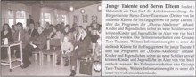 Zeitungsartikel - Junge Talente und deren Eltern - Chorus-Akademie, Musikschule Braunschweig